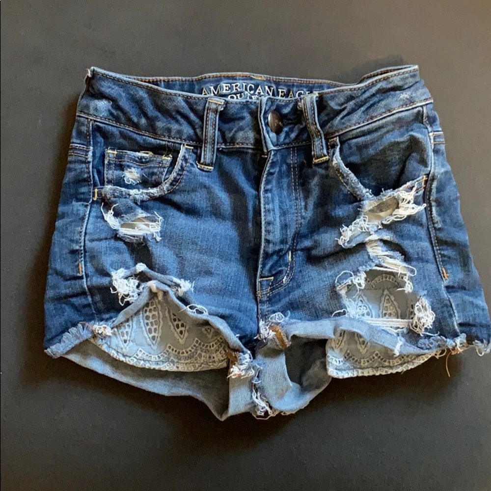 Medium wash jean shorts